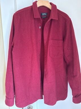 A.P.C. Brushed Wool-Blend Twill Overshirt in Red, Large